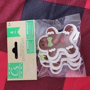 Set of 4 felt gingerbread girl and boy stickers